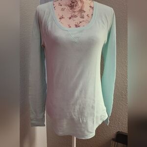 PINK I ONLY SLEEP IN PINK Victoria's Secret Light Mint Long-Sleeve Thermal Tee